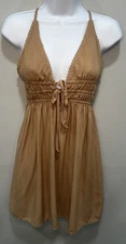 Wild Fable Mini Summer Dress Size Small Light Brown Spaghetti Strap Front Tie
