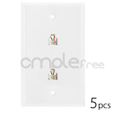 5x Phone Wall Plate RJ11 RJ12 Double Telephone Modular Duplex CAT3 6P 4C NEW