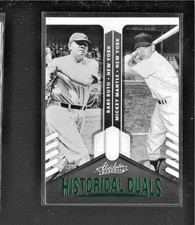 2022 Panini Absolute #HD-BM Babe Ruth/Mickey Mantle Historical Duals Insert