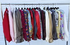 1980s Vintage Lot 20 Resale Satin Poly Big Bow Pleated Shoulder Pads Blouses