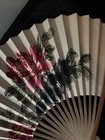 Antique Chinese Hand-Painted Fan w/calligraphy & Flowers/Nature, Signed — photo 3