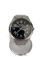SEIKO Solar Watch Analog Stainless BLK SLV SS V157 0DX0