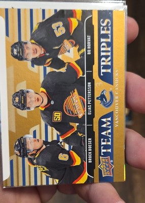 2020-21 Upper Deck - Team Triples Elias Pettersson, Brock Boeser, Bo Horvat...