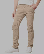 GALAXY By Harvic Men's Khaki Tan Lightweight Slim Fit Chino Pants NEW 36x30