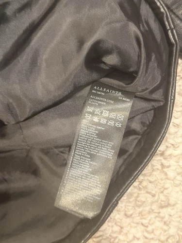 AllSaints Catch Biker Men's Leather Jacket Black SIZE 0 Slim Full Zip Moto Short image 5