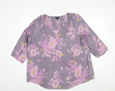 Torrid Damen lila Blumen Polyester Basic Bluse Größe 18 V-Ausschnitt-Größe 18-20