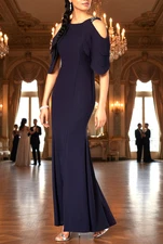 Betsy & Adam Petite Embellished Cold-Shoulder Gown Size 2P