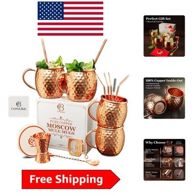 Handcrafted Moscow Mule Copper Mugs Set of 4   Luxury Gift for Cocktail Lovers