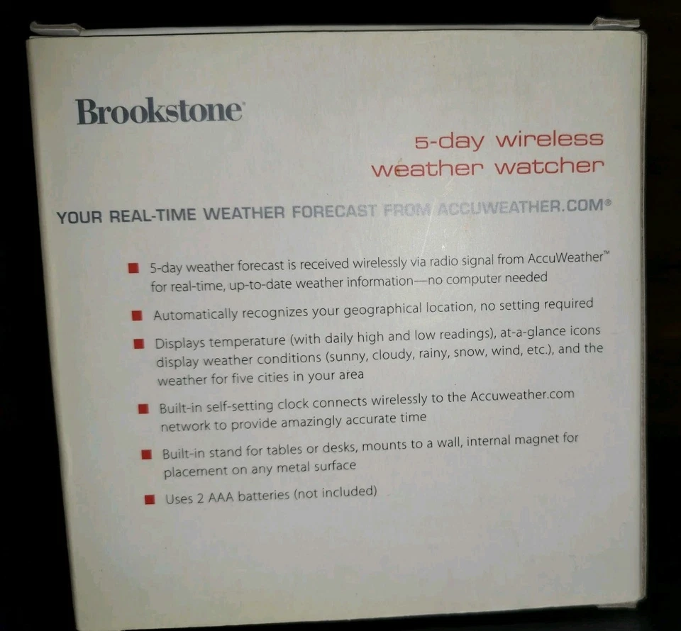 Nuevo Brookstone Wireless 5 Días Weather Cast Forecaster Watcher - ¡RARO! Foto 2 de 2