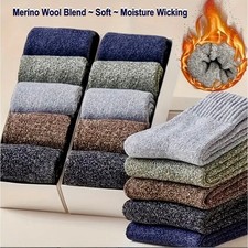 Unisex Merino Wool Thermal Mid-Calf Hiking Socks Winter 7-12 Multiple Colors 5pk
