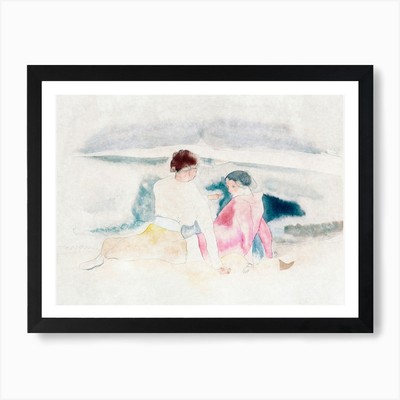 Zwei Frauen und Boote (1916), Charles gerahmtes Wandbild Poster Leinwanddruck Bild