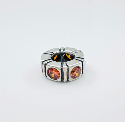 Estate Auth. PANDORA ALE 925 Sterling Silver Orange Trinity Spacer