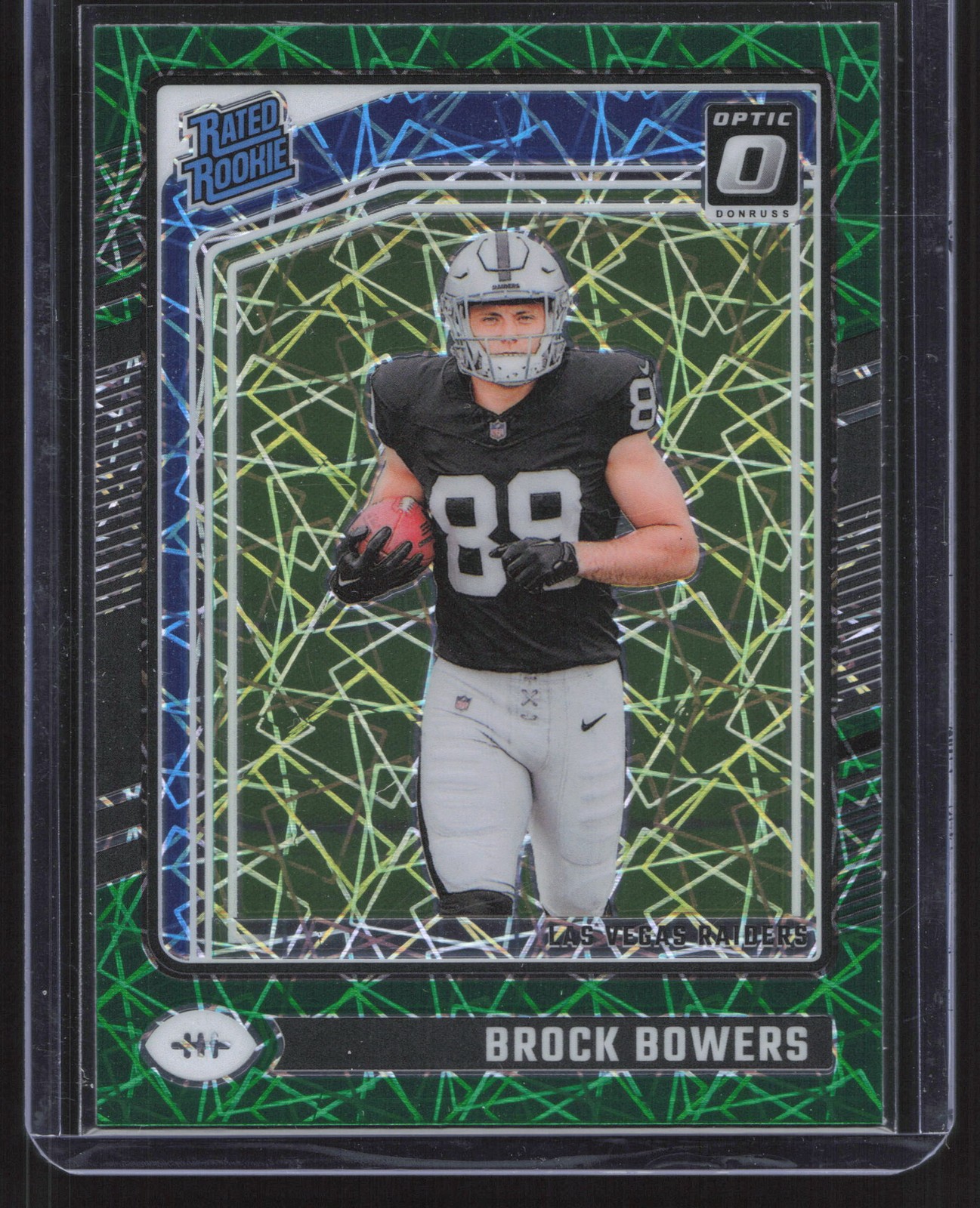 2024 Donruss Optic #215 Brock Bowers Green Velocity RC Las Vegas Raiders