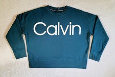Sudadera corta Calvin Klein para mujer talla M mediana verde azulado turquesa suéter