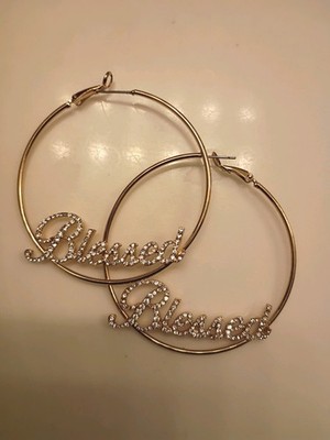18k Gold Plated Custom Blessed Hoop Earrings: Rhinestone Iced