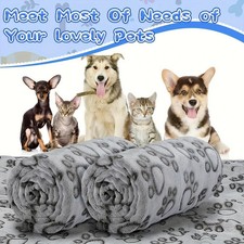 Pet Blanket Soft Warm Fleece Bed Mat Paw Print Dog Cat Puppy Kitten Cushion