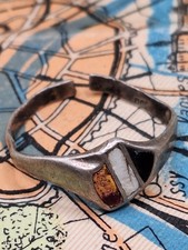 Patriotischer Ring 1914-1917 Silber Punze Fahne Schwarz wei&szlig; Rot Emaile