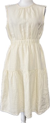 Everlane Womens Dress Size 2 Natural Linen Sleeveless Tiered Midi Open Back  | eBay