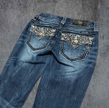 MISS ME BLING RHINESTONES STUDDED JEANS SIZE 24/33 SIGNATURE SKINNY