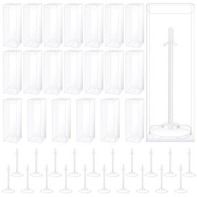 Briwooody 20 Sets transparent adjustable Doll Stands display Transparent