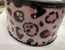 2 1/2 X 20 Ft Wired Ribbon. Skulls On Pink Halloween Print. Celebrate It