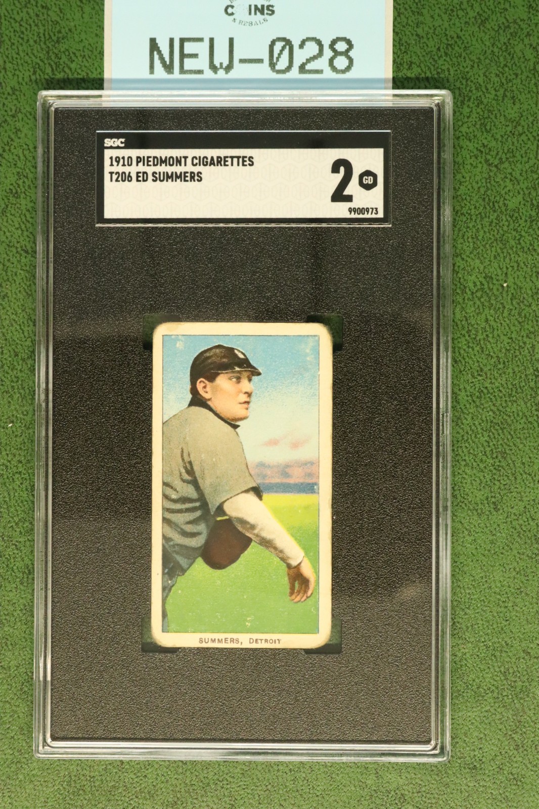 1910 PIEDMONT CIGARETTES T206 ED SUMMERS TIGERS SGC 2 BASEBALL NEW-028