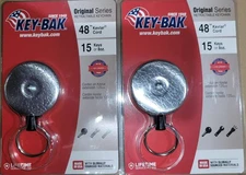 2 Pack Key-bak 48" "Made With Kevlar" Retractable Key Holder W Belt Clip