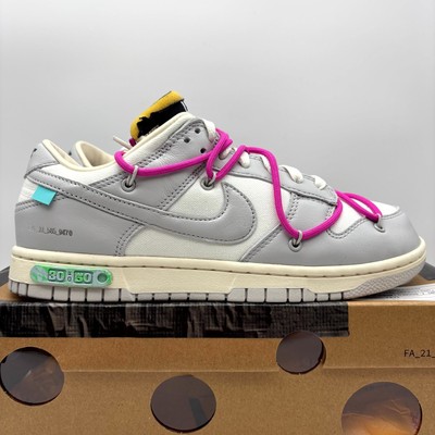 Nike Dunk Low Off-White (Lot 30) Sail Grey Leather Shoes US 8.5 Men's DM1602-122