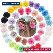 DeD 40PCS 2" Chiffon Flower Hair Bows Clips Flower Tiny Hair Clips Fine Hair for