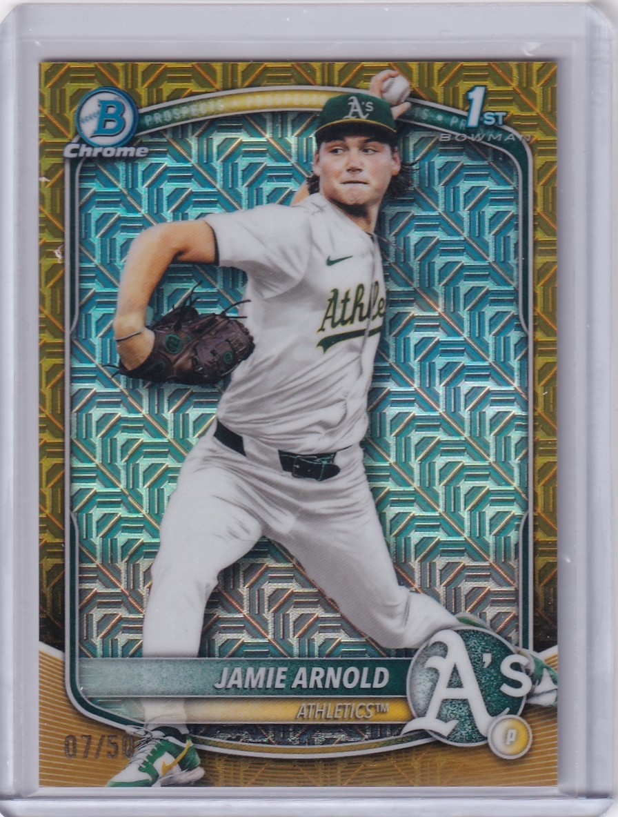2025 Bowman Draft JAMIE ARNOLD Gold Mojo Refractor /50 #BDC-30 A's