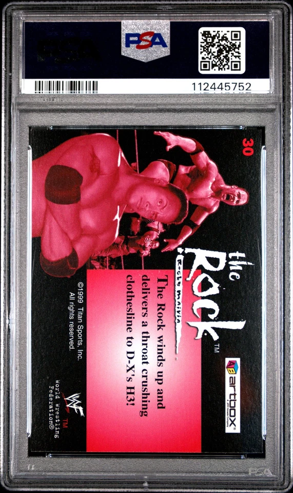 1999 Artbox Wwf Lenticular Action #30 Rock Clotheslines HHH PSA 8 - Image 2 of 2