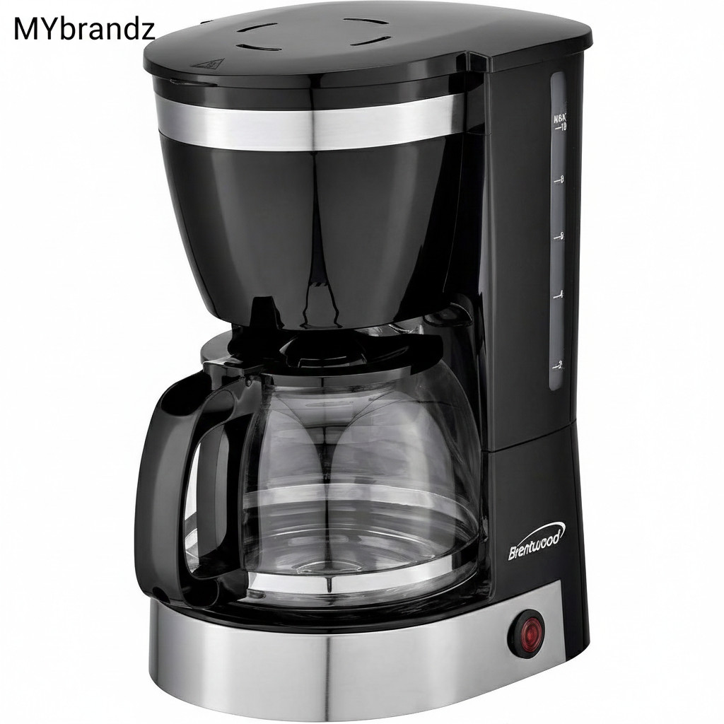 Brentwood TS-215BK 12-Cup Drip Coffee Maker, Black Glass Carafe