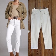 AGOLDE Riley High Rise Straight Crop Raw Hem Jeans in Blurred White - Sz 29🧡🎀