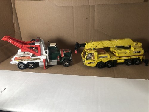 Matchbox 1979 Lesney Tow Wrecker Truck und 1974 Hercules Crane. einige beschädigte Bilder
