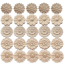 10Pcs Unpainted Wood Rosettes Carved Onlays Appliques Fancy for Door Wall Mirror