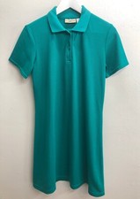 TravelSmith Teal Green Polo Dress Sz XS Pique Knit Short Sleeve Casual vtg USA