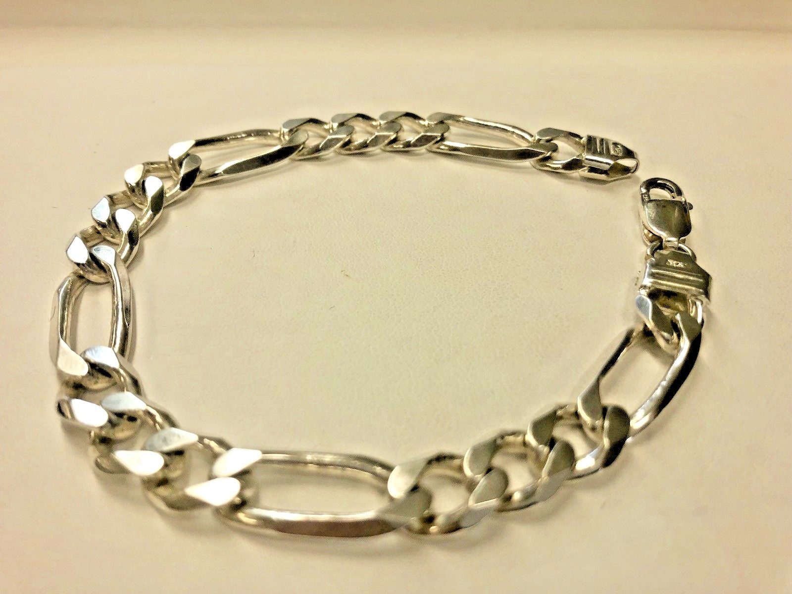 PLAIN CUBAN FIGARO SOLID 925 STERLING SILVER MENS… - image 2