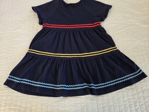 Used Girls Size 8 / 130 Hanna Andersson Navy Blue Dress Long Shirt Flawed - Picture 12 of 14