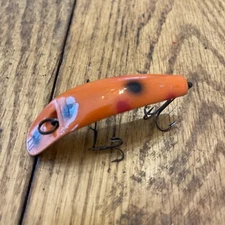 Helin Tackle Company Flatfish LU  For Trolling/casting Used Orange Dot Silv Bell