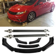 For 9th Honda Civic Bumper Lip Spoiler Splitter Body Kit + Strut Rods Glossy