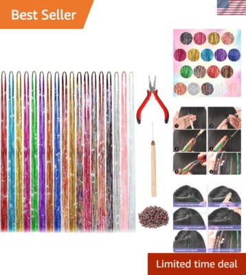 3600 Strands Multicolor Tinsel Hair Extensions for Christmas and Cosplay