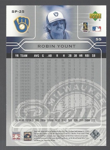 Robin Yount 2005 Upper Deck Hall of Fame Plaques Card# 25 - Picture 4 of 4