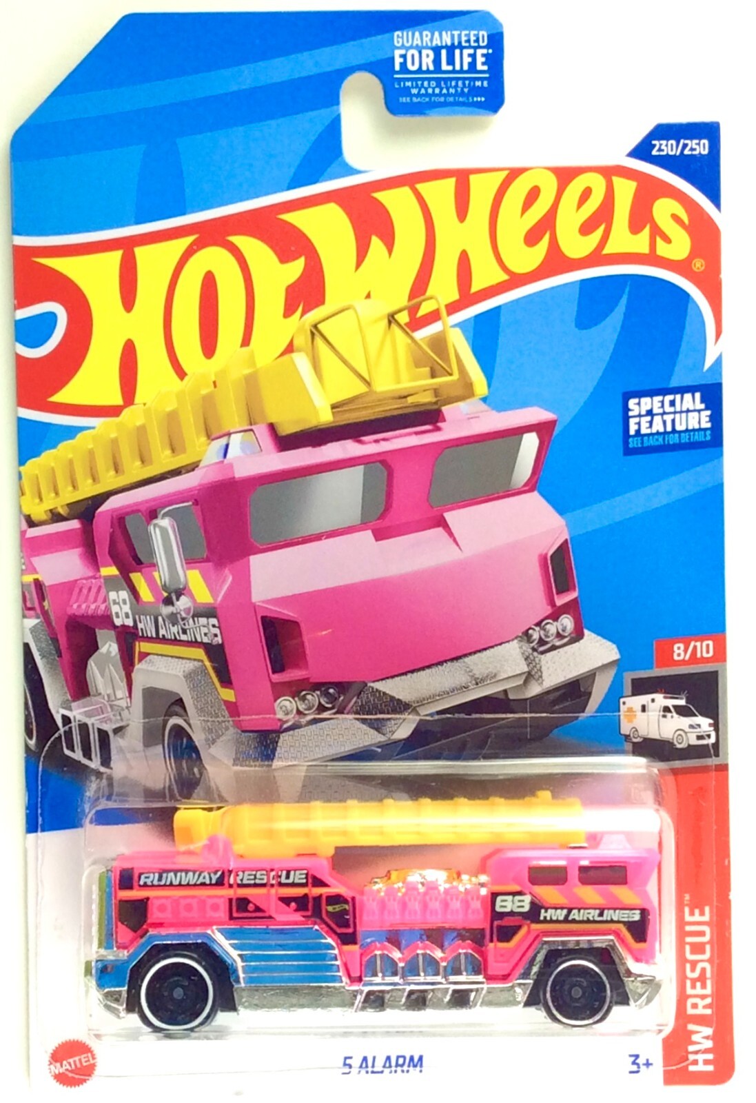 2022 Hot Wheels HW RESCUE 8/10 5 Alarm 230/250 Firetruck PINK #230 HCW27