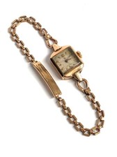VINTAGE OMEGA DECO 9CT GOLD 7.7 GRAM LADIES WATCH & BAND - 17 JEWEL 244 MOVEMENT