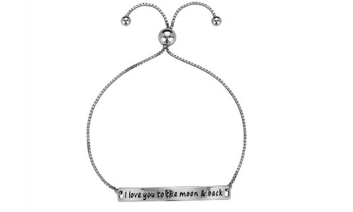 I Love You To The Moon and Back Heart Bracelet Made with Crystals 8" Bracelet - 第 3/4 張圖片