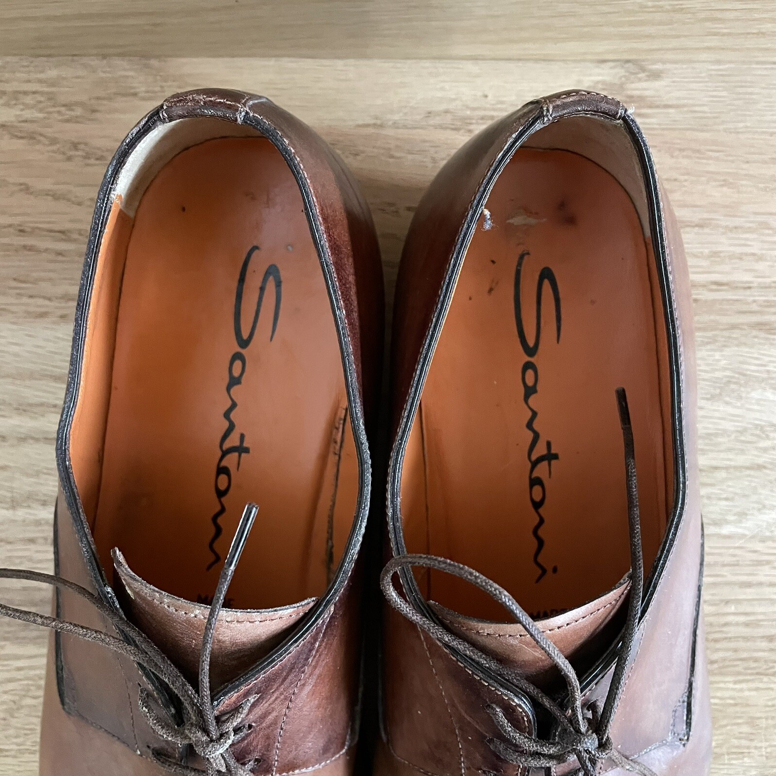 SAOLA Scarpe eleganti Santoni Marroni Lacciate Derby Made in Italy US Uomo 8 5 D