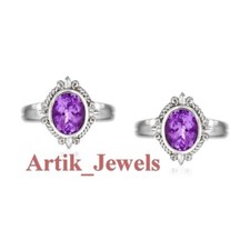 Natürlicher Amethyst Edelstein mit 14K Weiss Gold versilbert