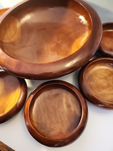 Vintage MCM Hartholz große Salatschüssel Set - Bild 3 von 8