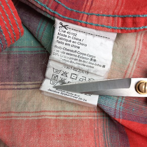 Scotch & Soda Long Sleeve Shirt Men's Size M Slim Fit Linen Cotton Check - Picture 7 of 9