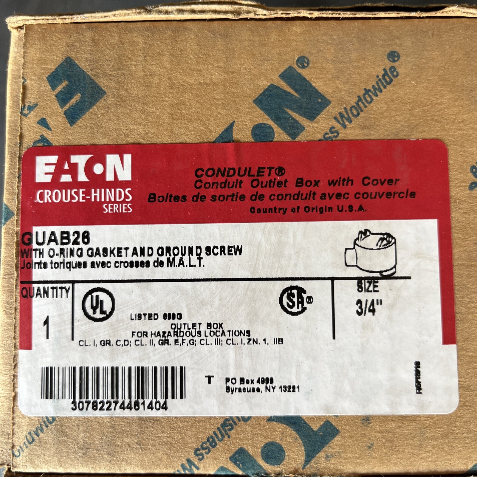 NEW EATON CROUSE HINDS GUAB26 JUNCTION BOX 3 4 For Hazardous Locations new-eaton-crouse-hinds-guab26-junction-box-3-4-for-hazardous-locations